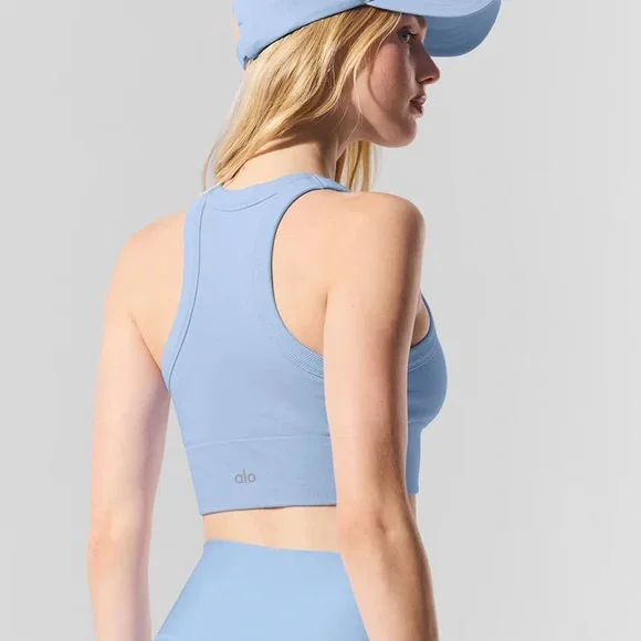 ALO Yoga Seamless Delight High Neck Bra Top - Picture 2 of 7